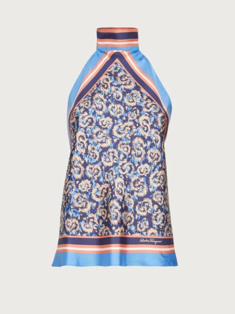 FERRAGAMO ANIMAL PRINT SILK TOP