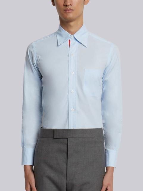 Light Blue Solid Poplin Stripe Grosgrain Placket Classic Fit Shirt