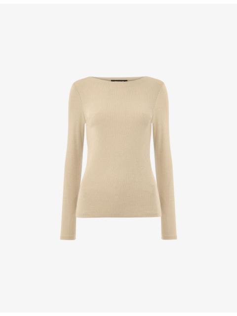 WHISTLES Boat-Neck Stretch-Knit Top