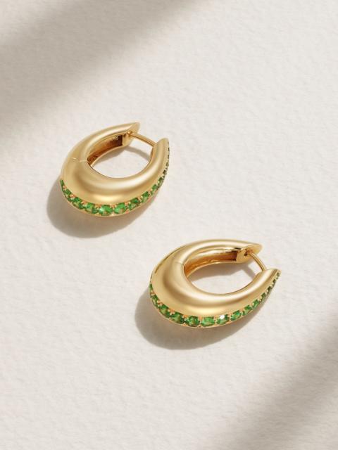 ANANYA Chakra Icon 18-karat gold tsavorite hoop earrings Green