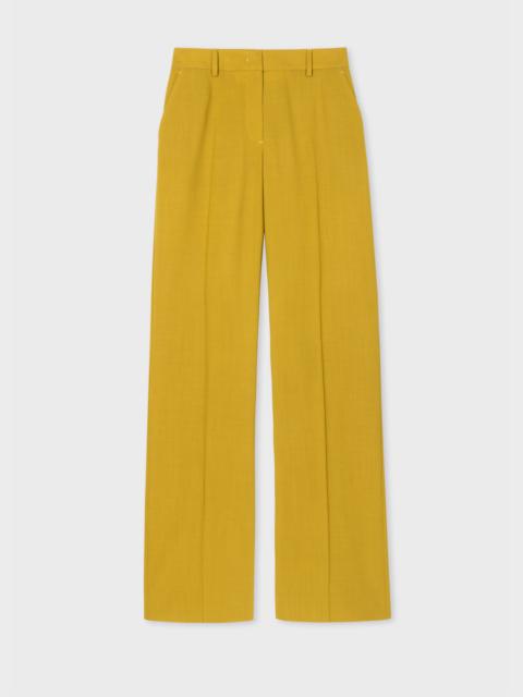 Paul Smith Chartreuse Wool-Hopsack Wide Leg Trousers