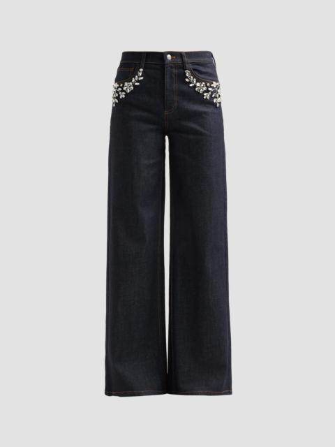 RAMY BROOK Women's Elena Embellished Wide-Leg Jeans - Dark Ink