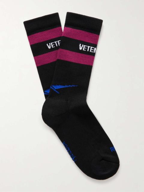 VETEMENTS + Reebok Striped Logo-Jacquard Cotton-Blend Socks