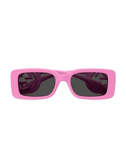 GUCCI Women's Chaise Longue 54MM Rectangular Sunglasses - Pink Dark Grey