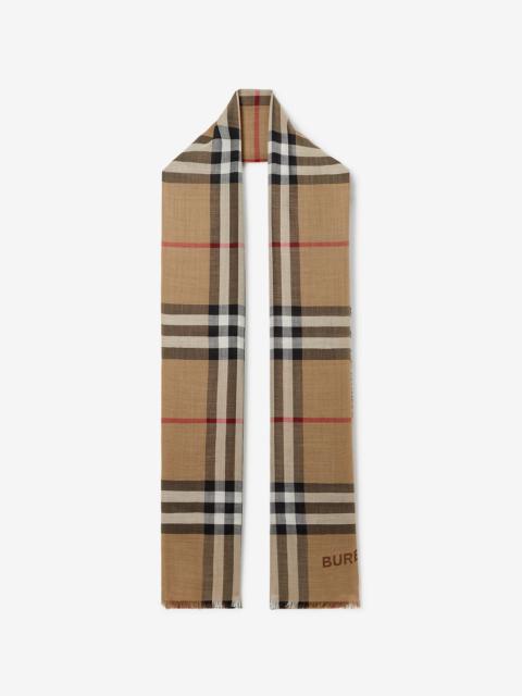 Burberry Check Wool Silk Reversible Scarf
