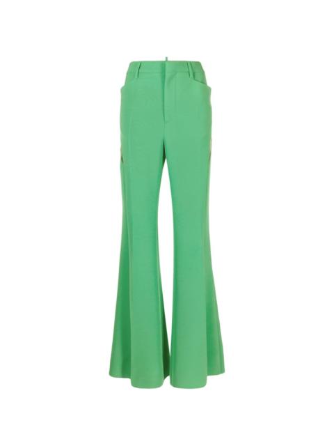 cut-out mesh detail flared trousers