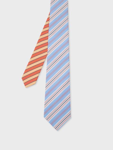 Paul Smith Blue and Orange Stripe Cotton Tie
