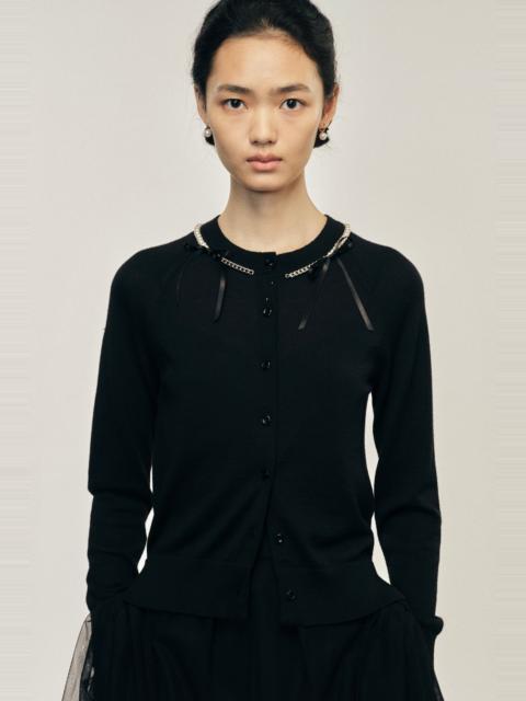 Simone Rocha Pearl & Chain Bow Cardigan