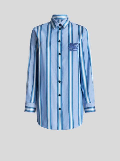 STRIPED COTTON AND SILK SHIRT WITH PEGASO