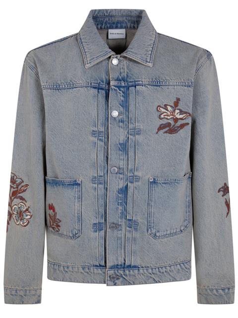 Drôle de Monsieur "Brodée Fleurs" Dusty Denim Jacket