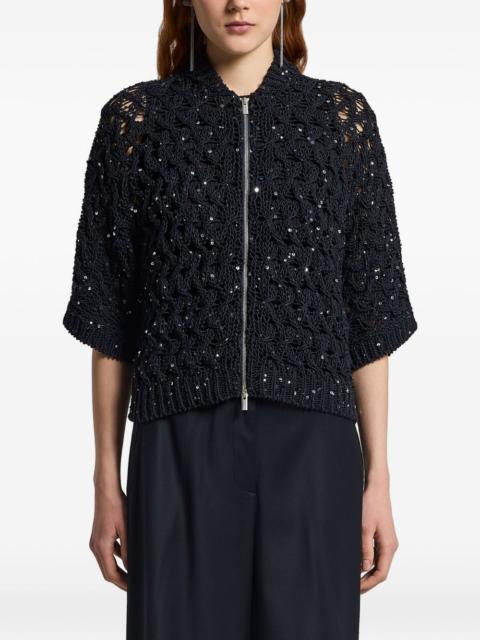 PESERICO sequin zip-up cardigan