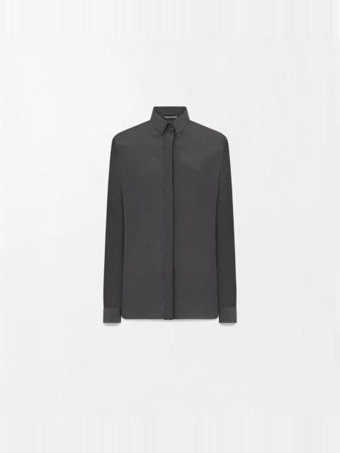 TOM FORD PRINTED MICRO POLKA DOT SILK CREPE DE CHINE SHIRT