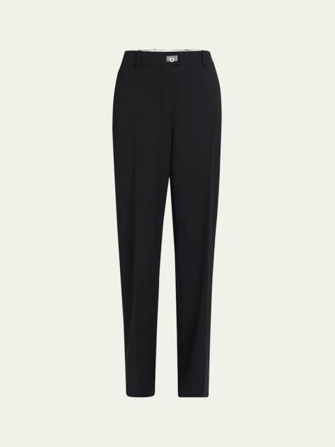 FERRAGAMO Turn-Lock Crepe Straight-Leg Pants