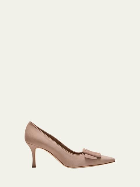 Maysale Suede Pointed-Toe Buckle Pumps