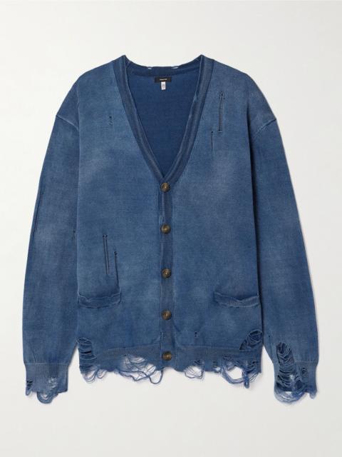 R13 Distressed cotton cardigan Blue