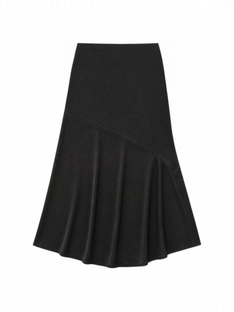The Kooples SATIN MIDI SKIRT WITH A BLACK AND GOLD CHAIN