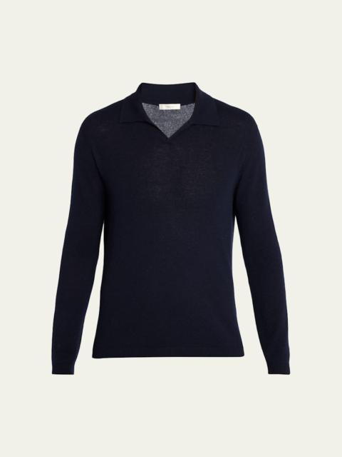 The Row Men's Ripley Cashmere Long-Sleeve Polo Sweater