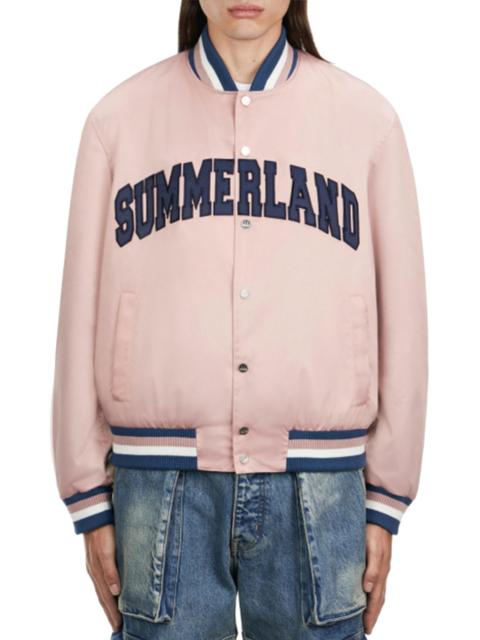 NAHMIAS Men's Summerland Varsity Bomber Jacket - Light Coral