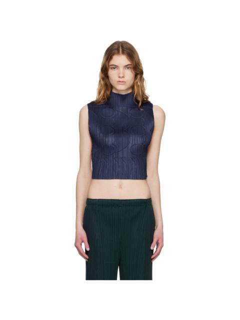 Pleats Please Issey Miyake Navy Tune Top