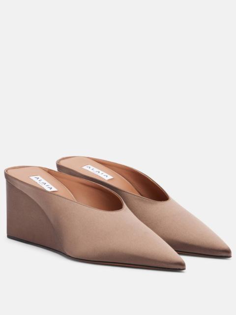 Alaïa Cube satin wedge mules