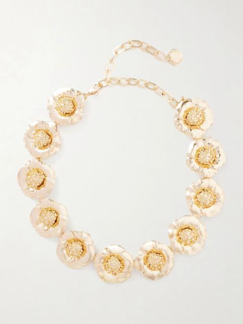 CAROLINA HERRERA Gold-tone flower necklace Gold