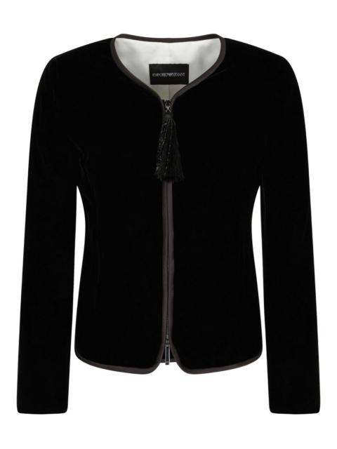 EMPORIO ARMANI velvet tassel-embellished jacket