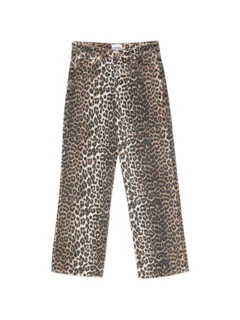 GANNI leopard-print wide-leg jeans