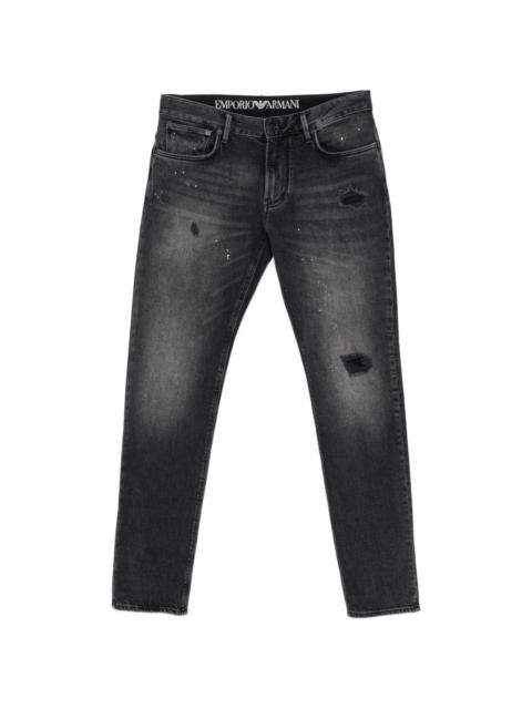 EMPORIO ARMANI distressed slim-fit jeans