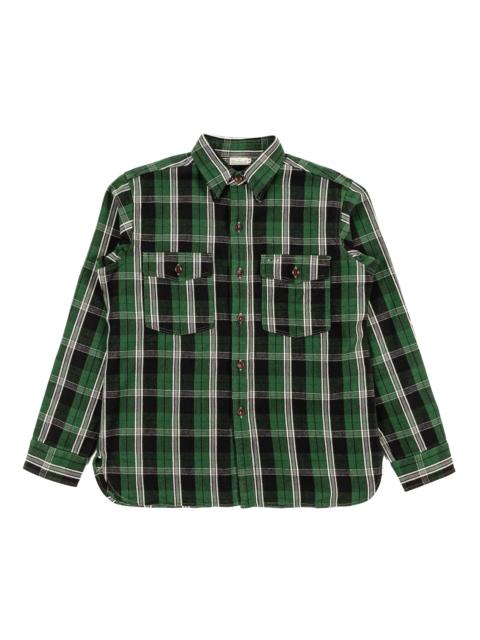 Warehouse & Co. Lot. 3022 Flannel Shirt With Chinstrap G Pattern Green (One Wash)