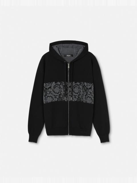 VERSACE Barocco Jacquard Knit Zip Hoodie