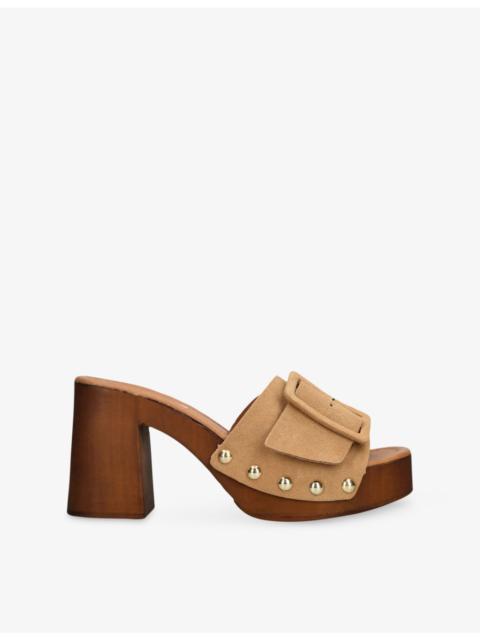 STEVE MADDEN Marlena Platform Heeled Suede Sandals