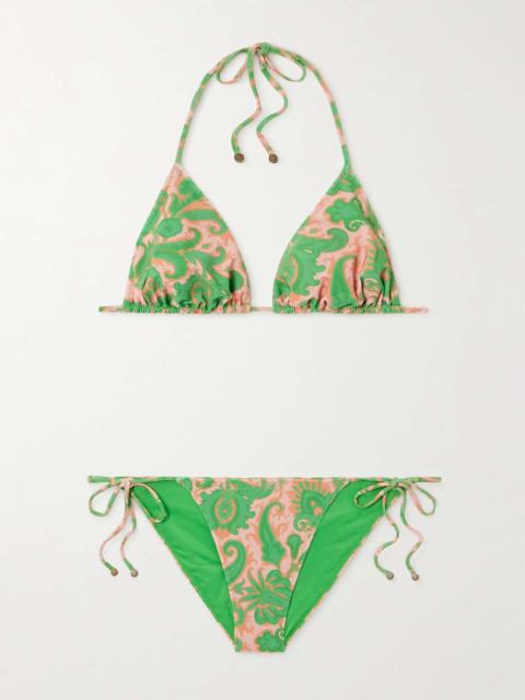 Etro Printed triangle bikini Green