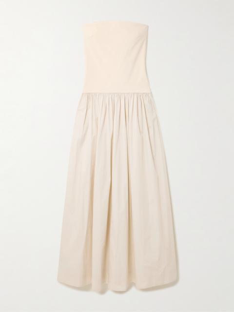 ESSE Studios Strapless Stretch-knit And Organic Cotton-poplin Maxi Dress