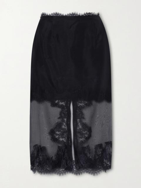 Aje. Ophelia Layered Lace-trimmed Silk-organza Midi Skirt
