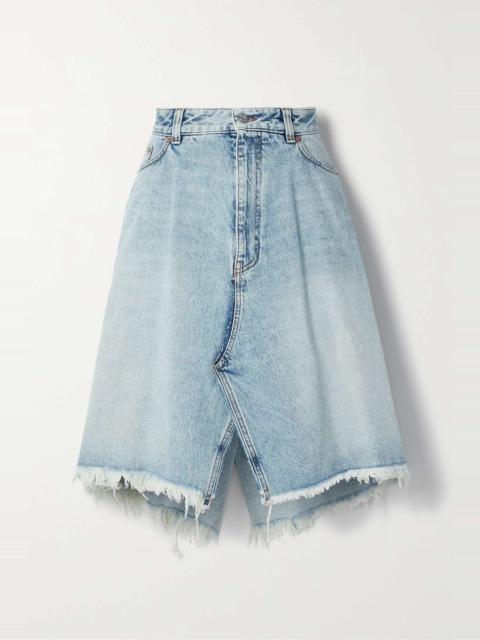 Frayed denim skirt