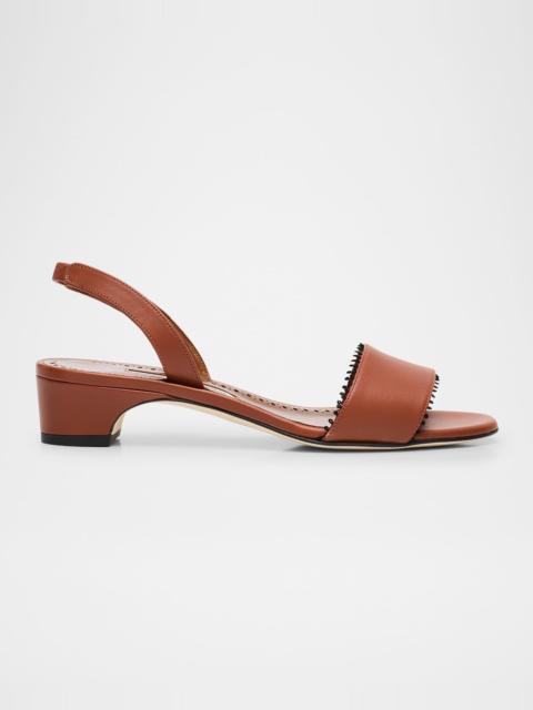 Manolo Blahnik Patobar Leather Slingback Sandals