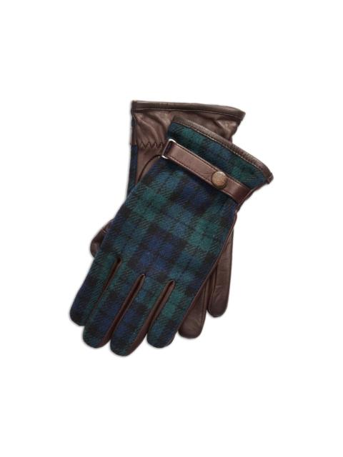 Polo Ralph Lauren tartan-pattern leather gloves