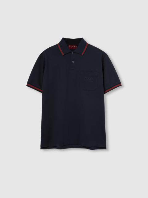 Embroidered stretch cotton polo shirt