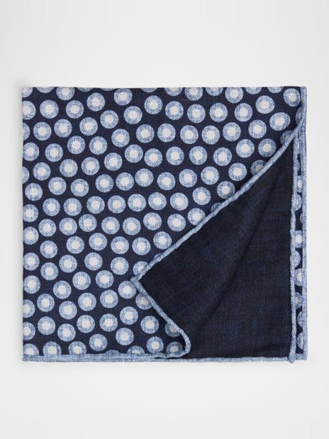 Brunello Cucinelli Men's Silk Geometric Circle Pocket Square