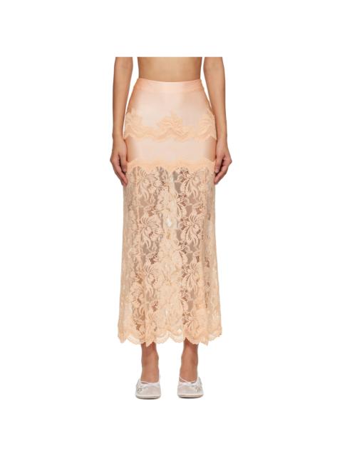 rabanne Pink Floral Midi Skirt