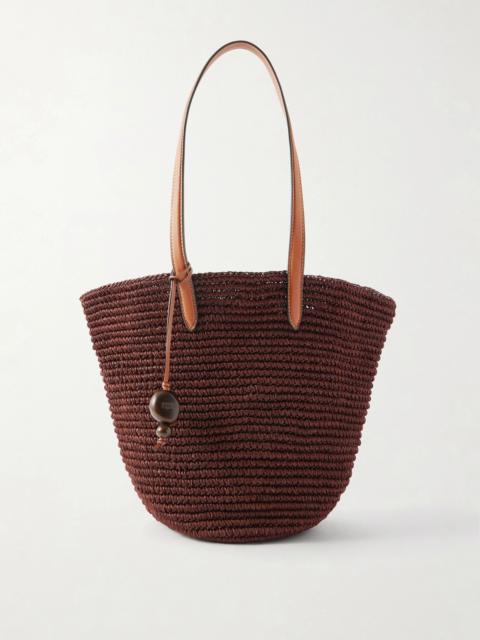 HUNTING SEASON Market Leather-trimmed Woven Raffia Tote
