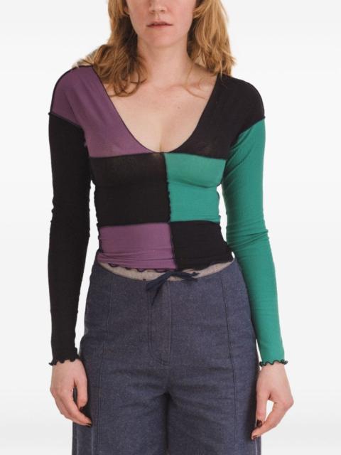 BASERANGE long-sleeve patchwork tee