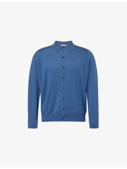 JOHN SMEDLEY Tibor Long-Sleeve Merino-Wool Polo Shirt