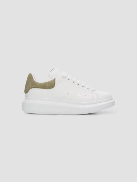 Alexander McQueen Women's Oversized Leather Low-Top Sneakers - White Olive Green