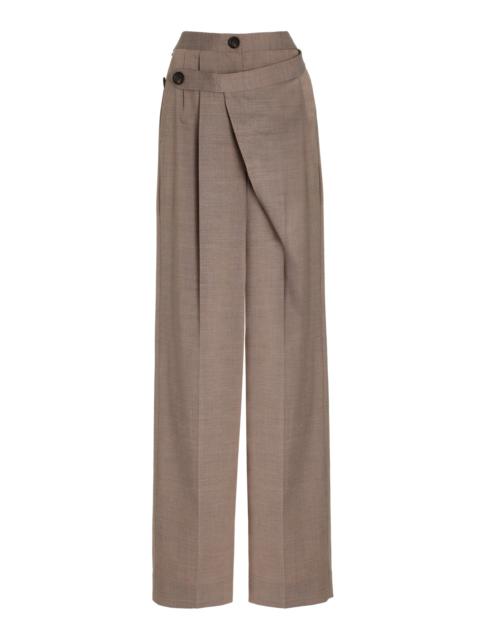 PETER DO Pleated Wrap Wide-Leg Pants brown