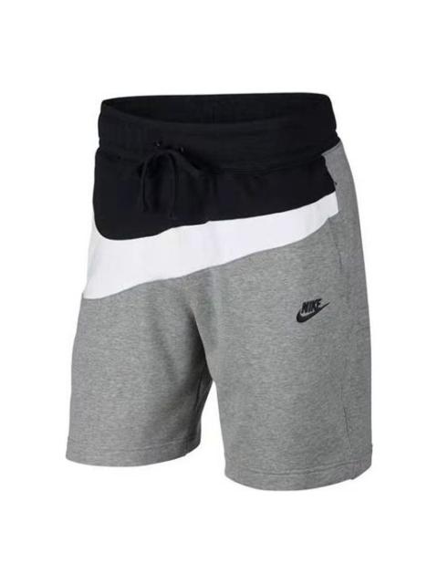 NikeSak As M Nsw Hbr Colorblock Large Logo Splicing Elastic Waistband Sports Shorts Gray AR3162-091