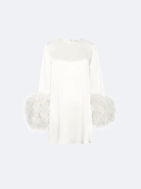 LAPOINTE Satin Dress With Feathers
