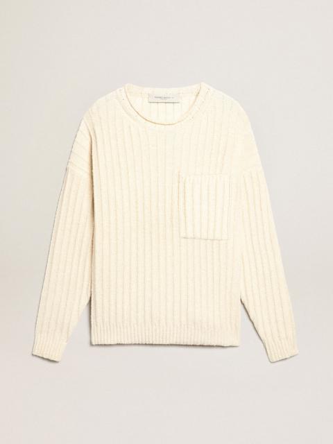Golden Goose Round-neck sweater in papyrus-colored cotton-blend yarn