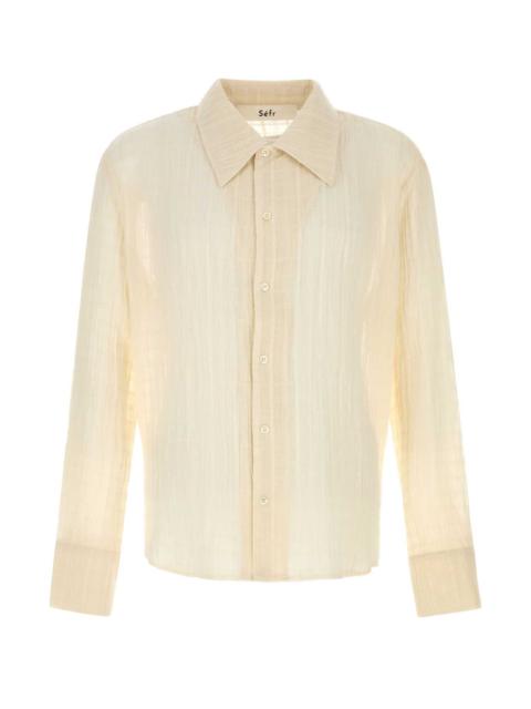 Séfr Cream Cotton Ignacio Shirt Cloudwhitecheck Exterior: Camicie