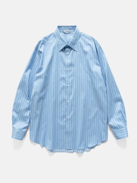 AURALEE Cotton Silk Stripe Shirt Sax Blue Stripe